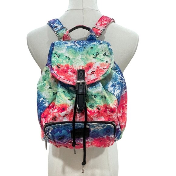 VS Pink Floral Mini Backpack Rainbow Tie Dye Festival Bag Y2K Coquette NWOT - Picture 3 of 6